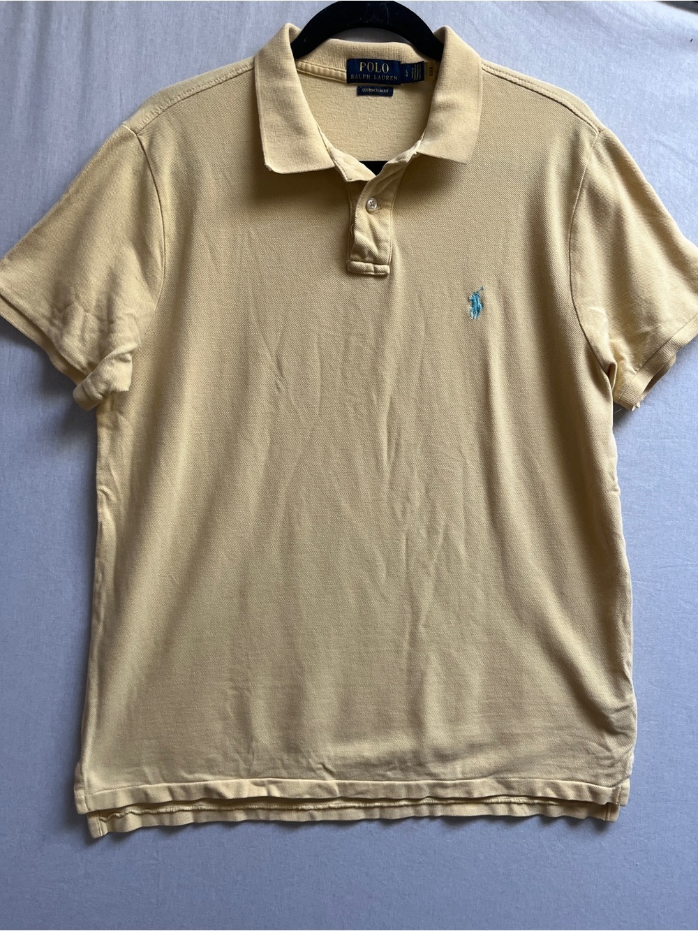 Polo Ralph Lauren Custom Slim Fit Yellow Polo Shirt Light Blue Pony Size Large